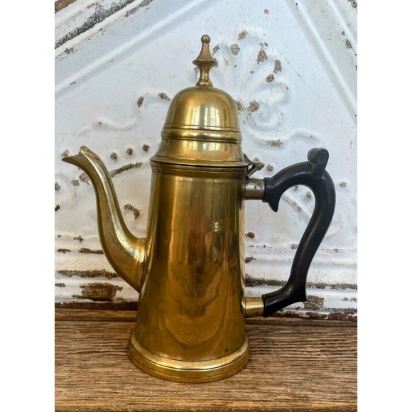 Vintage Long Solid Heavy Brass Coffee/Teapot - Picture 2 of 12